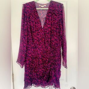 Veronica Beard Silk Floral Ruched Mini Dress